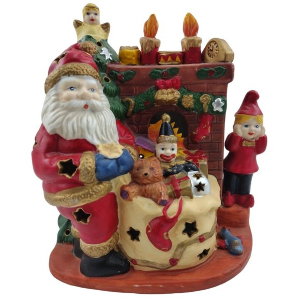 Christmas Fireside Santa and Children Vintage‎ Light up